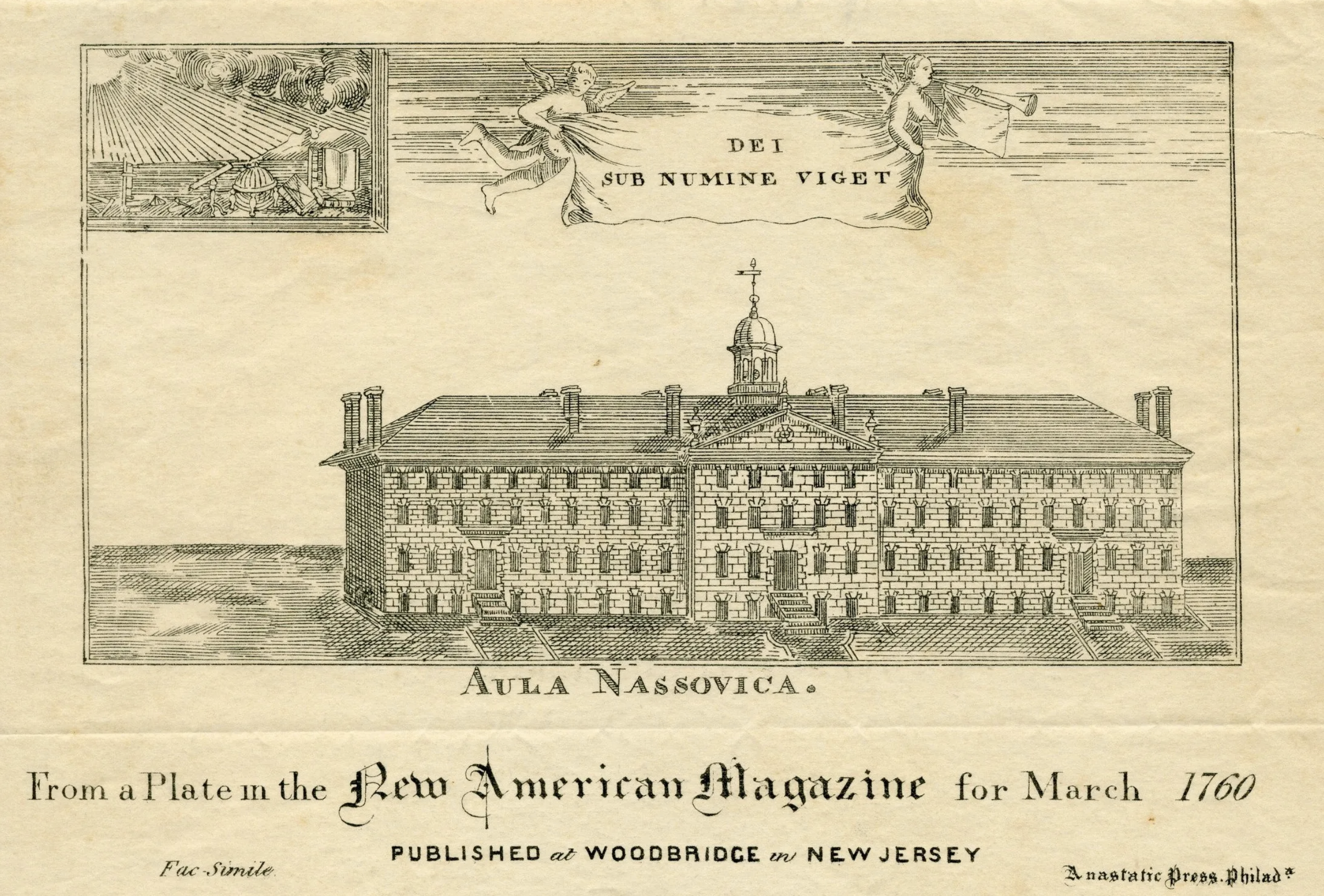 A rectangular building is accompanied by a serif font caption.