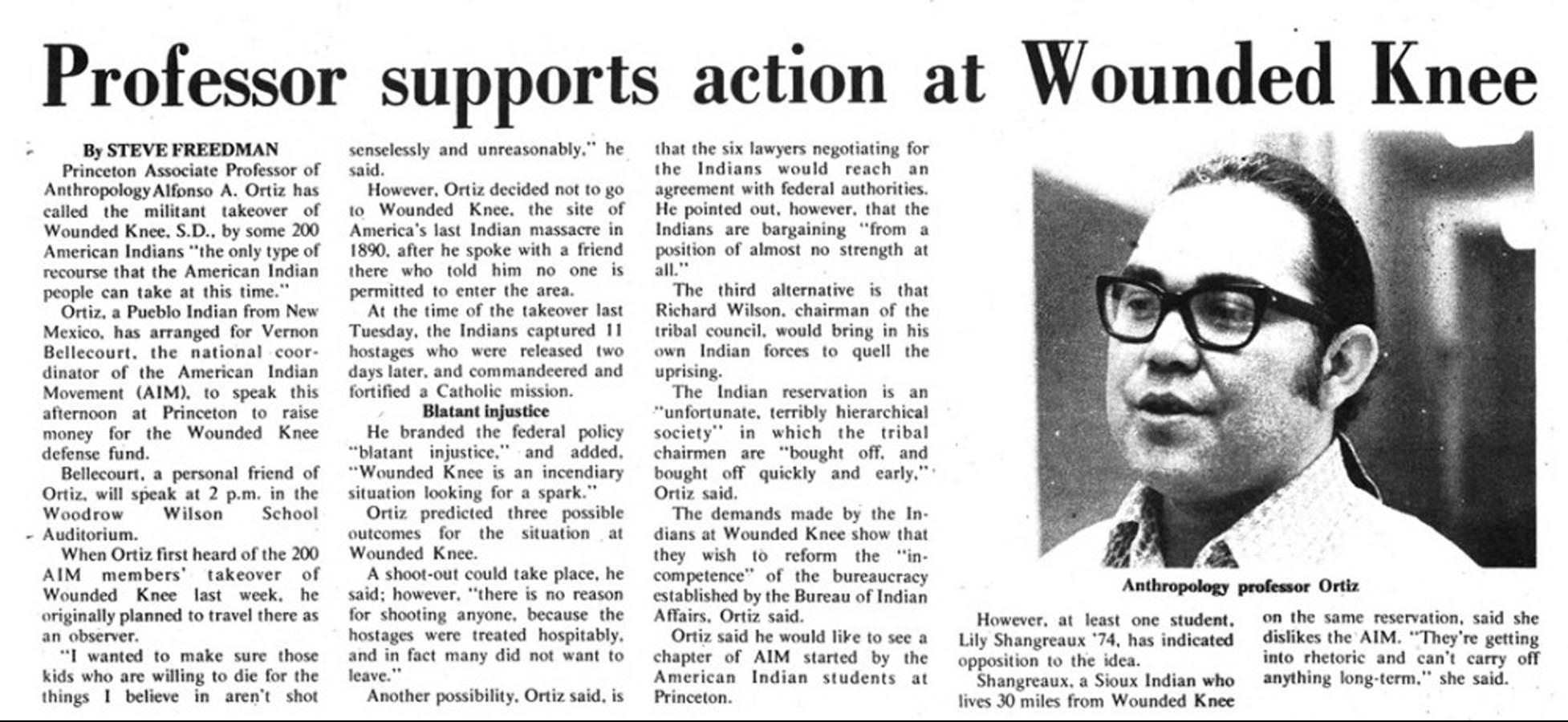 a newspaper clipping shows a man with glasses and describes his recent political advocacy
